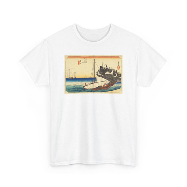 Ando Hiroshige, Japanese, 1797–1858 - Kuwana, Mouth of the Kiso River, in The Fifty-Three Stations of the Tokaido - ca. 1834 v1 - T-Shirt