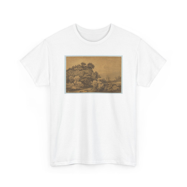 unknown - Landscape with Houses on a Wide Bluff - ca. 1840-1860 - T-Shirt
