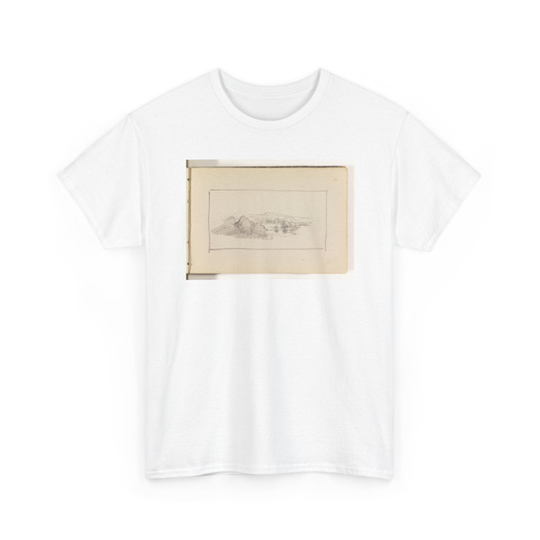William Trost Richards, American, - Unfinished Landscape with Large Trees, Pond and Hills - 1870–85 - T-Shirt