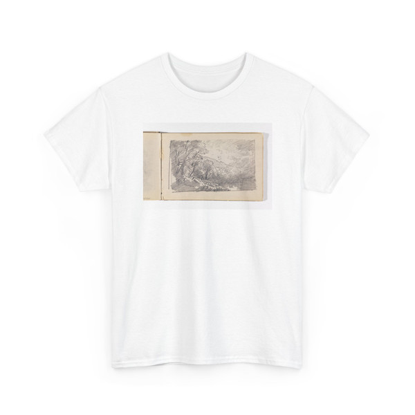William Trost Richards, American, - Sun Breaking through Clouds with Trees and Stream - 1885–1902 - T-Shirt