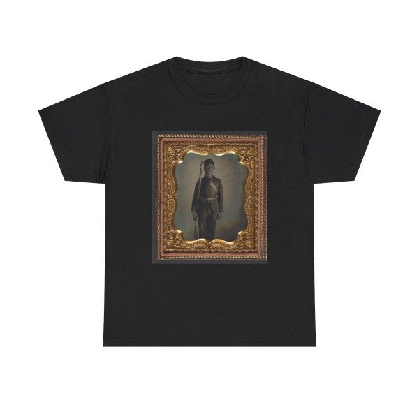 Unidentified Soldier in Union Uniform and Cap Box Standing With Musket and Bayonet With Scabbard (U.S. Civil War) T-Shirt