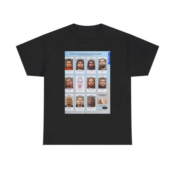 The Chicago Gang Book Page 189 - Young Latino Organization Disciples Members (Cuco, Mush Mush, Obie, Monkey, Powder, Easy E, Will Kill, Bow, Capone, Ki Ki, Cooch) - T-Shirt