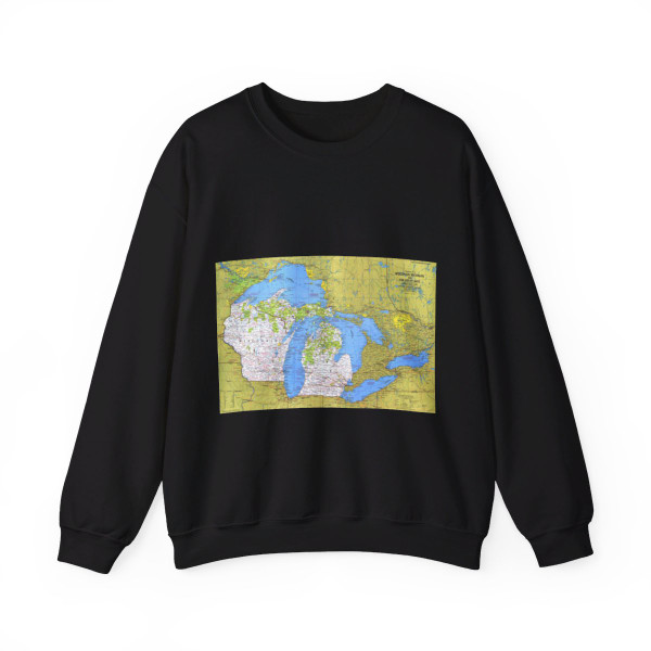 USA - Wisconsin, Michigan ,Great Lakes 1 (1973) (Map) Crewneck Sweatshirt