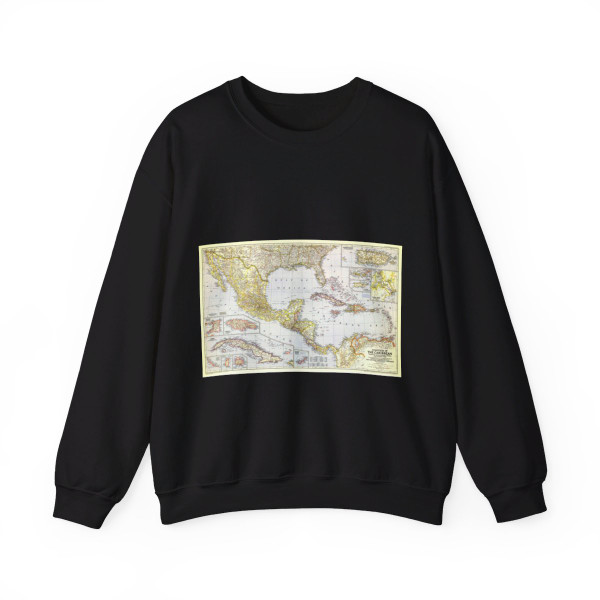 Central America - The Caribbean (1947) (Map) Crewneck Sweatshirt