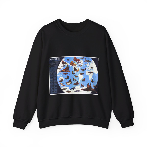 Pinnipeds Around the World (1987) (Map) Crewneck Sweatshirt