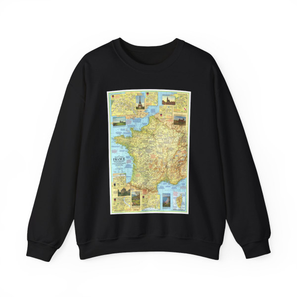 France - A Traveller's Map 1 (1971) (Map) Crewneck Sweatshirt
