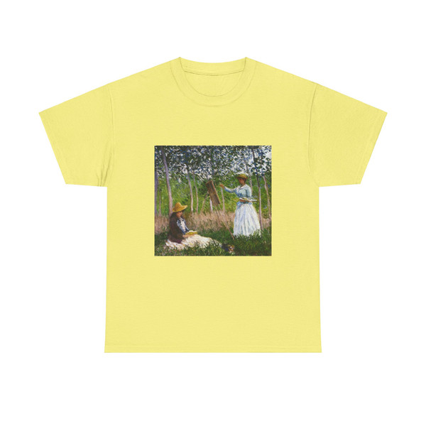 MONET, Claude - Monet At Her Easel with Suzzanne Hoschede Reading (Artwork) T-Shirt