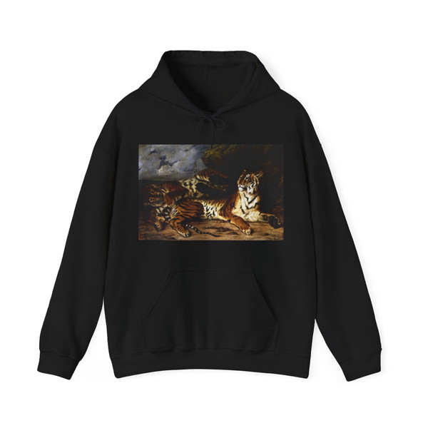 DELACROIX, EUGENE - A Young Tiger Playing with its Mother (Artwork) Hoodie
