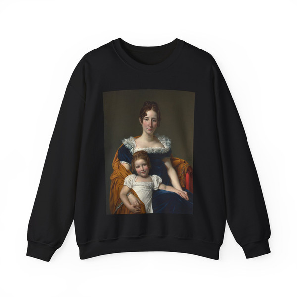 DAVID,Jacques-Louis - Portrait of the Comtesse Vilain XIIII and her Daughter (Artwork) Crewneck Sweatshirt