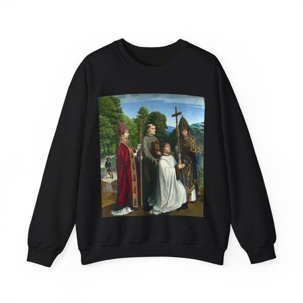 DAVID, Gerard - Canon Bernardijn Salviati and Three Saints (Artwork) Crewneck Sweatshirt