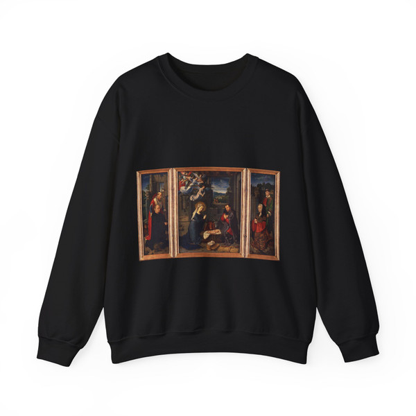 DAVID, Gerard - Triptych with the Nativity (Artwork) Crewneck Sweatshirt