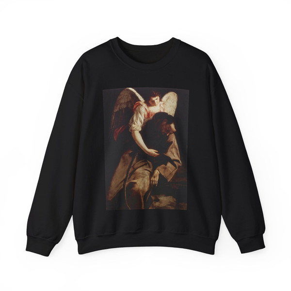 GENTILESCHI, Orazio - St Francis and the Angel (Artwork) Crewneck Sweatshirt
