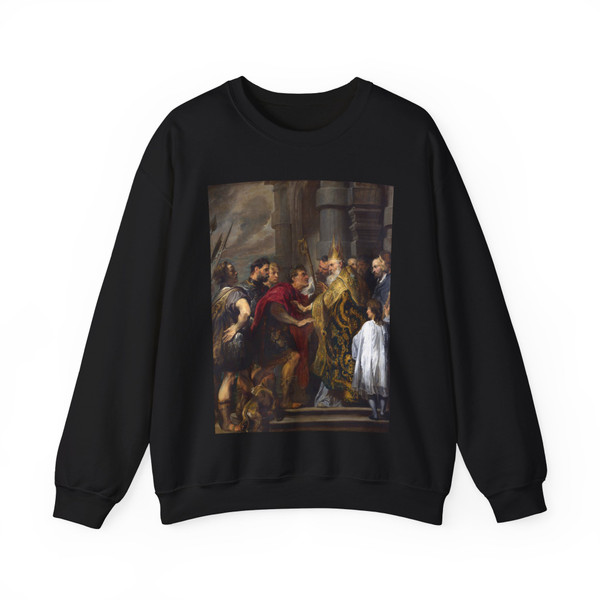 DYCK, Sir Anthony Van - St Ambrose barring Theodosius from Milan Cathedral (Artwork) Crewneck Sweatshirt