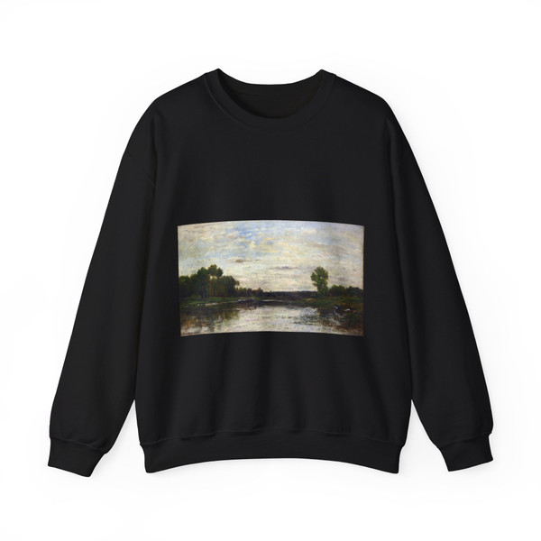 DAUBIGNY, Charles-Francois View on the Oise (Artwork) Crewneck Sweatshirt