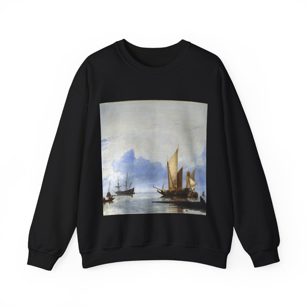 DUBBELS, Hendrik Jakobsz - A Dutch Yacht and Other Vessels Becalmed near the Shore (Artwork) Crewneck Sweatshirt