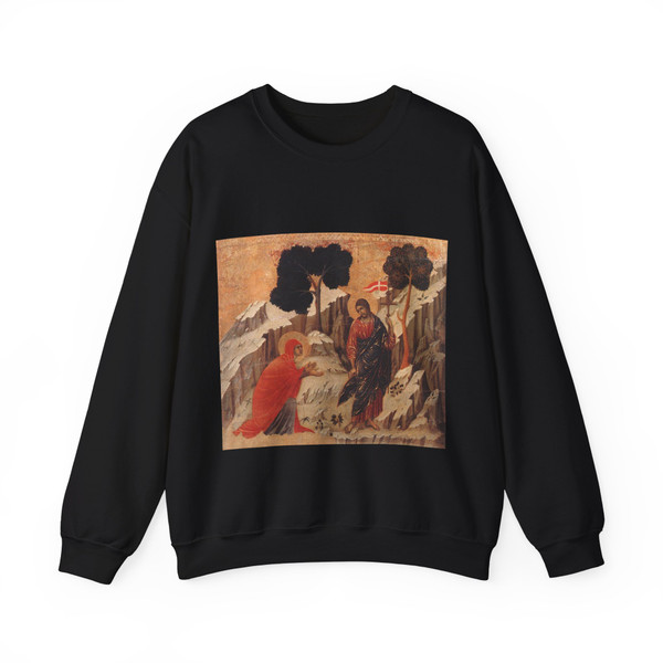DUCCIO DI Buoninsegna - Appearence to Mary Magdalene (Noli me tangere) (Artwork) Crewneck Sweatshirt