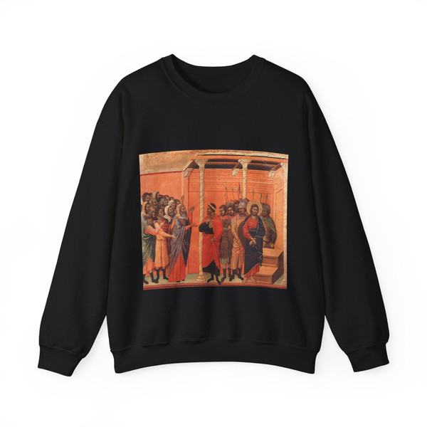 DUCCIO DI Buoninsegna - Christ Accused by the Pharisees (Artwork) Crewneck Sweatshirt