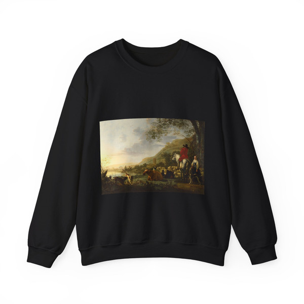 CUYP, Aelbert - A Hilly Landscape with Figures (Artwork) Crewneck Sweatshirt