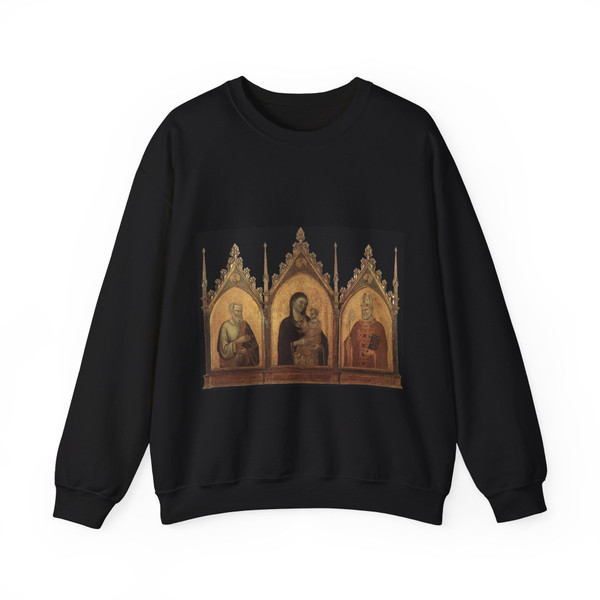 DADDI, Bernardo - Madonna and Child with Sts Matthew and Nicholas (Artwork) Crewneck Sweatshirt