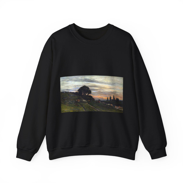 DAUBIGNY, Charles-Francois Landscape with Cattle by a Stream (Artwork) Crewneck Sweatshirt