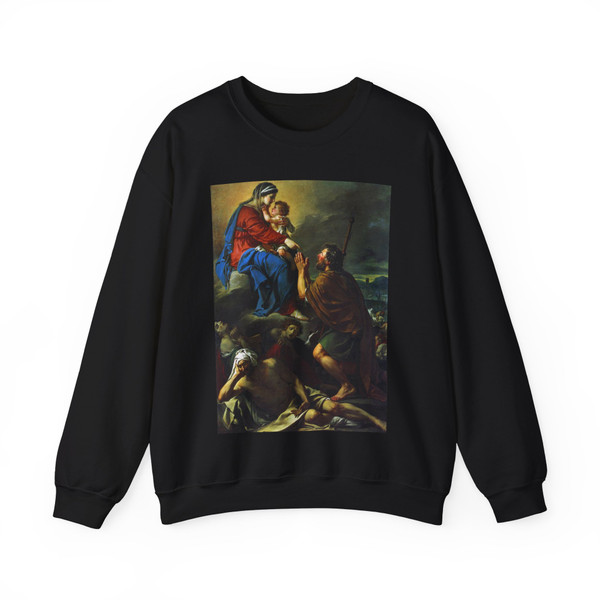 DAVID,Jacques-Louis - St Roch Asking the Virgin Mary to Heal Victims of the Plague (Artwork) Crewneck Sweatshirt