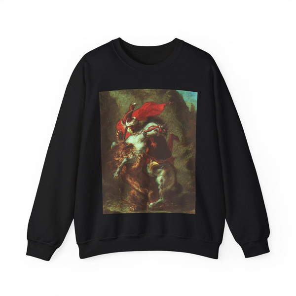 DELACROIX, EUGENE - arab-lion (Artwork) Crewneck Sweatshirt