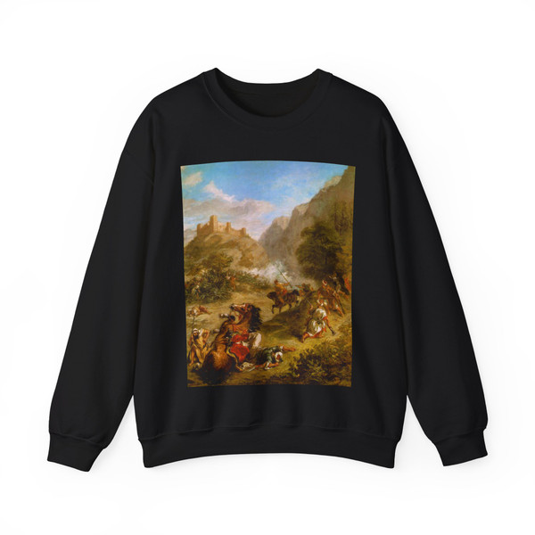 DELACROIX, EUGENE - Arabs Skirmishing in the Mountains (Artwork) Crewneck Sweatshirt
