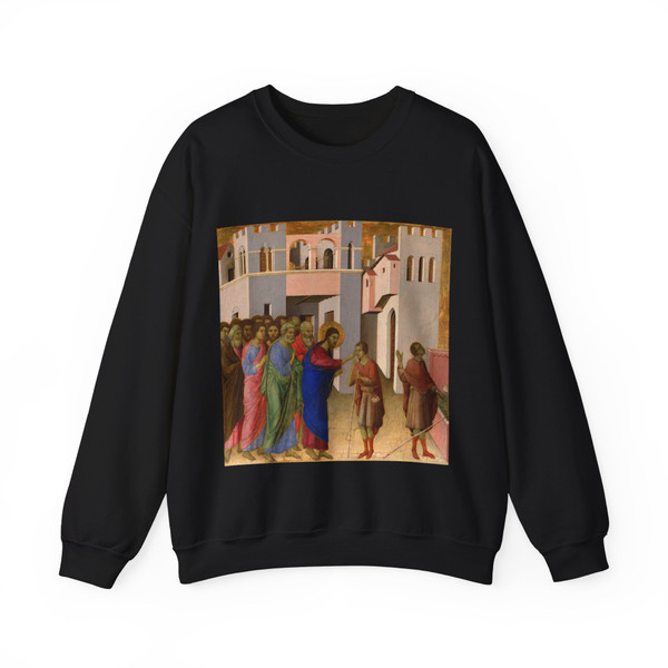 DUCCIO DI Buoninsegna - Healing of the Blind Man (Artwork) Crewneck Sweatshirt