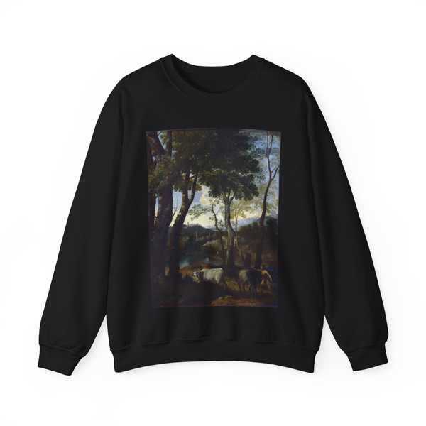 DUGHET, Gaspard - Landscape with a Cowherd (Artwork) Crewneck Sweatshirt