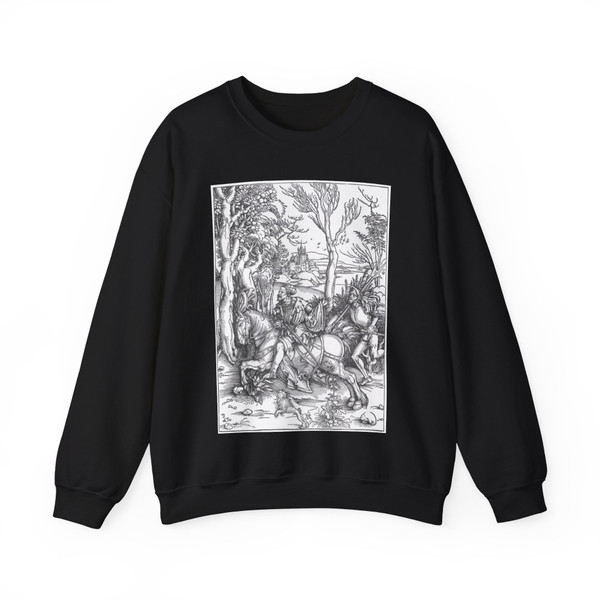 DURER, Albrecht - The Knight and the Landsknecht (Artwork) Crewneck Sweatshirt