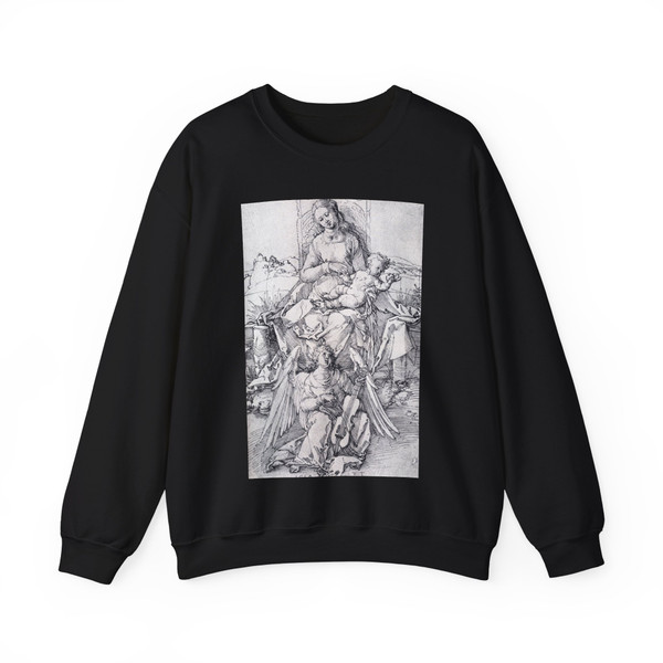 DURER, Albrecht - The Madonna and Child with a Music Making Angel (Artwork) Crewneck Sweatshirt