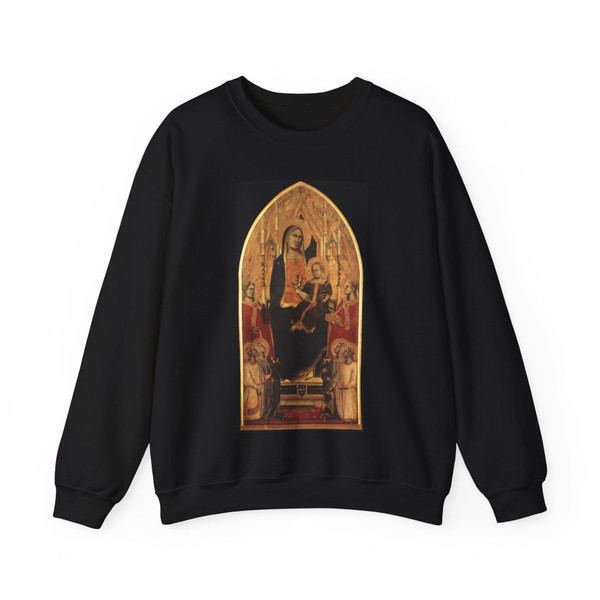 GADDI, Taddeo - Madonna and Child Enthroned with Angels and Saints (Artwork) Crewneck Sweatshirt