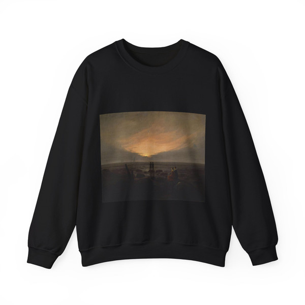 FRIEDRICH, Caspar David - Moonrise by the Sea (Artwork) Crewneck Sweatshirt