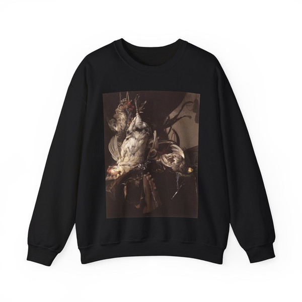 AELST, Willem van - Still-Life of Dead Birds and Hunting Weapons (Artwork) Crewneck Sweatshirt