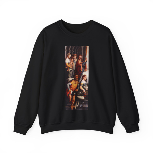 AERTSEN, Pieter - Left wing of a Triptych with the Adoration of the Magi (reverse side) (Artwork) Crewneck Sweatshirt