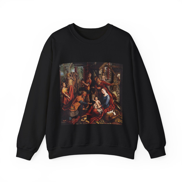 AERTSEN, Pieter - Triptych with the Adoration of the Magi (central panel) (Artwork) Crewneck Sweatshirt