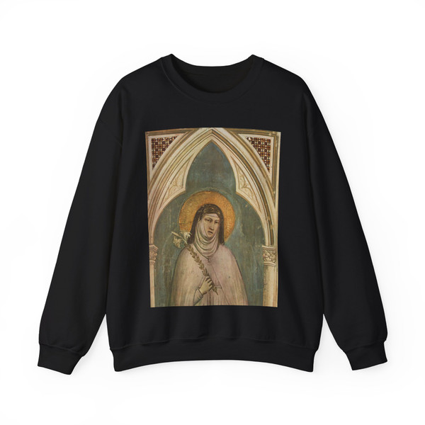 GIOTTO di Bondone - Saint Clare (detail) (Artwork) Crewneck Sweatshirt