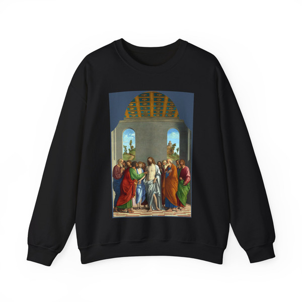 Giovanni Battista Cima da Conegliano - The Incredulity of Saint Thomas (Artwork) Crewneck Sweatshirt