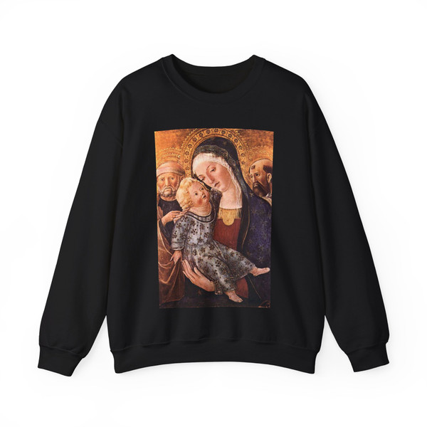 FRANCESCO di Giorgio Martini  -1470s- Madonna with Child and Two Saints (Artwork) Crewneck Sweatshirt