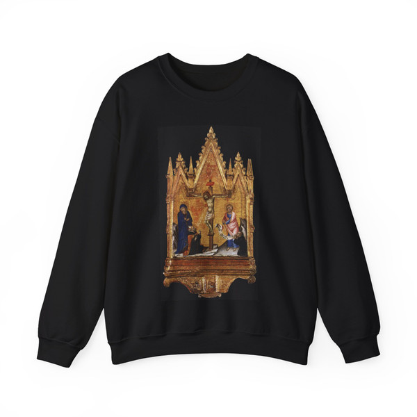FRANCESCO di Vannucio - Crucifixion with Donor (Artwork) Crewneck Sweatshirt