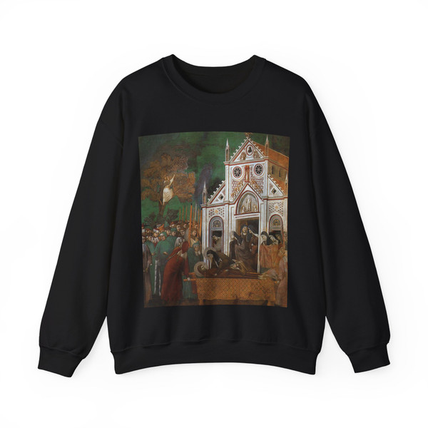 GIOTTO di Bondone - 23. St. Francis Mourned by St. Clare (Artwork) Crewneck Sweatshirt