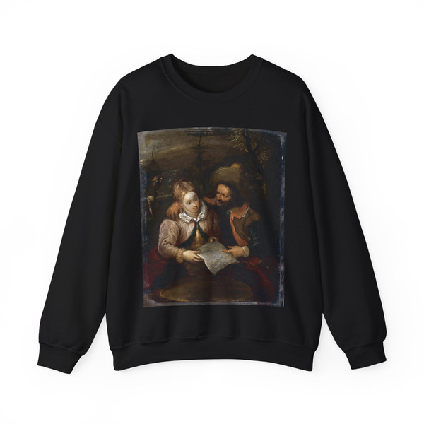 FRANCKEN, Frans III - A Young Lady and a Cavalier Holding a Letter (Artwork) Crewneck Sweatshirt