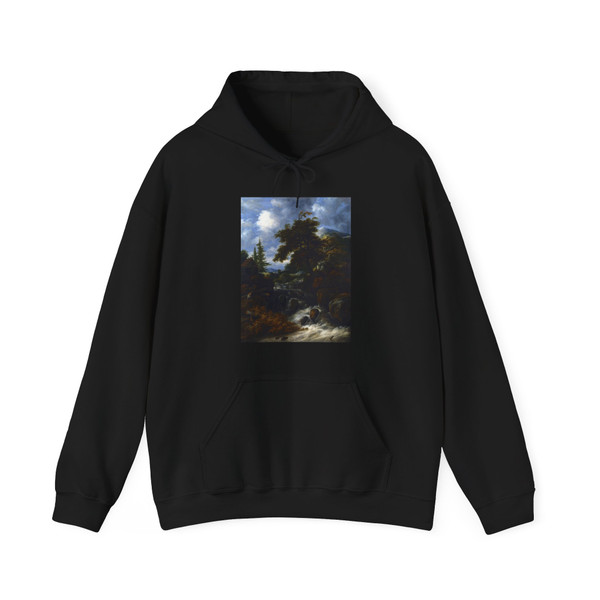 RUYSDAEL, Salomon van - A Waterfall by a Cottage in a Hilly Landscape (Artwork) Hoodie