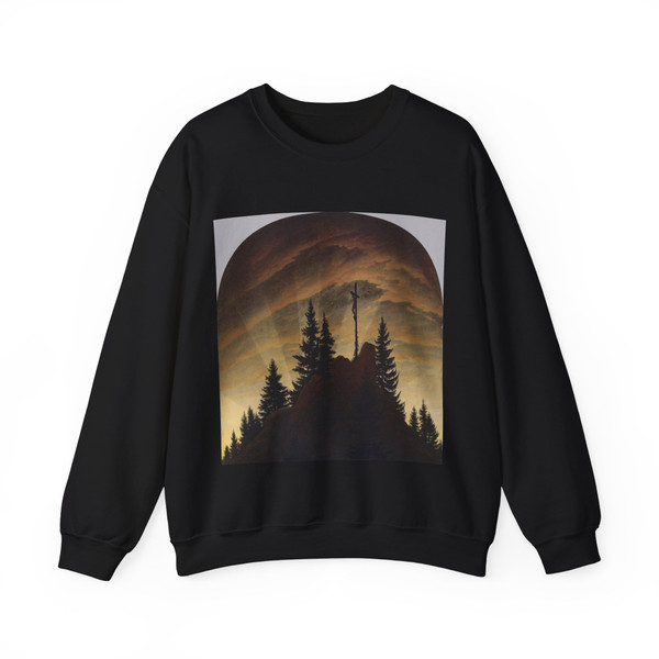 FRIEDRICH, Caspar David - Cross in the Mountains (Tetschen Altar)2 (Artwork) Crewneck Sweatshirt