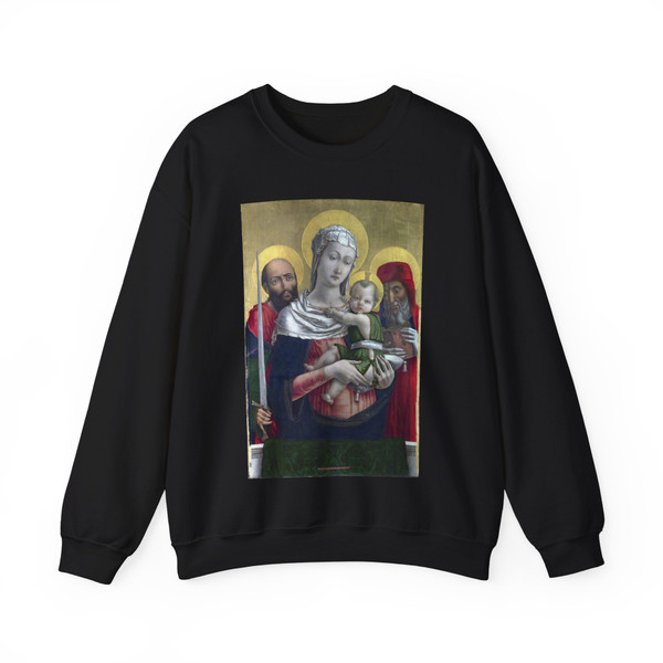 Bartolomeo Vivarini - The Virgin and Child with Saints Paul and Jerome (Artwork) Crewneck Sweatshirt