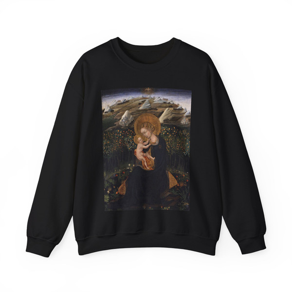 GIOVANNI di Paolo - Madonna of Humility (VBirgin and Child) (Artwork) Crewneck Sweatshirt