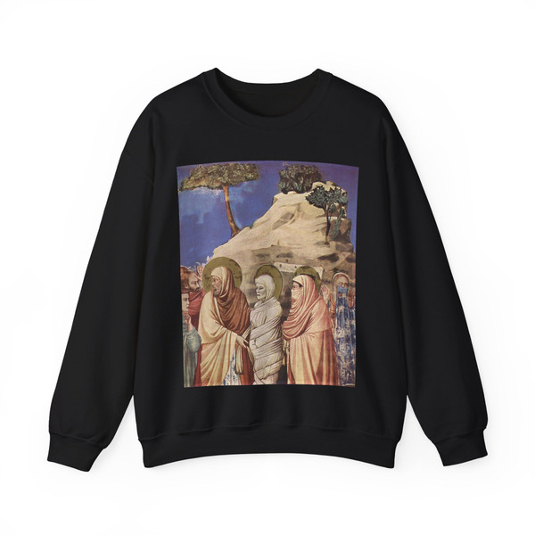 GIOTTO di Bondone - 9. Raising of Lazarus (detail) (Artwork) Crewneck Sweatshirt