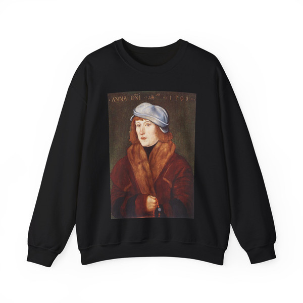 BALDUNG GRIEN, Hans - portraits - Portrait of a Young Man with a Rosary (Artwork) Crewneck Sweatshirt