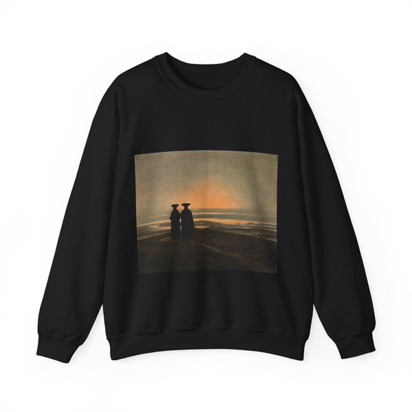 FRIEDRICH, Caspar David - Evening Landscape with Two Men (Artwork) Crewneck Sweatshirt