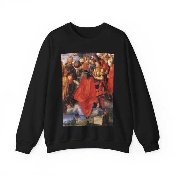 DURER, Albrecht - The Adoration of the Trinity (detail)3 (Artwork) Crewneck Sweatshirt